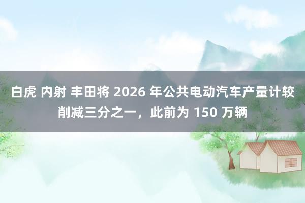 白虎 内射 丰田将 2026 年公共电动汽车产量计较削减三分之一，此前为 150 万辆