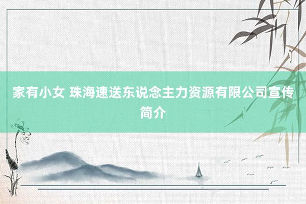 家有小女 珠海速送东说念主力资源有限公司宣传简介