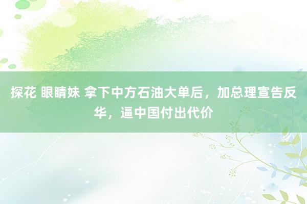 探花 眼睛妹 拿下中方石油大单后，加总理宣告反华，逼中国付出代价