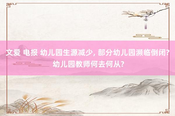 文爱 电报 幼儿园生源减少， 部分幼儿园濒临倒闭? 幼儿园教师何去何从?